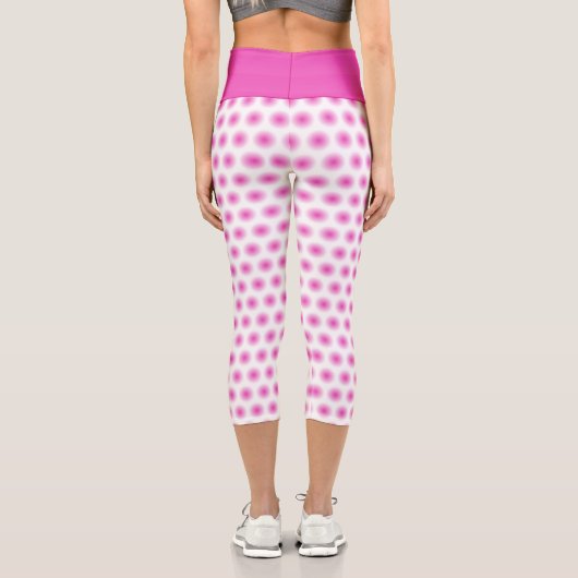 Trendy Pink White Modern Elegante Template Womens Capri Leggings (Rückseite)