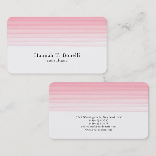 Trendy Pink White Schlicht Creative Modern Feminin Visitenkarte (Vorne/Hinten)