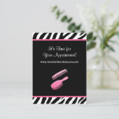 Trendy Pink Zebra Hair Salon Erinnerung für Verans Postkarte (Stehend Vorderseite)