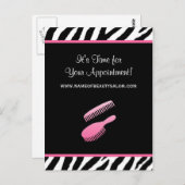 Trendy Pink Zebra Hair Salon Erinnerung für Verans Postkarte (Vorne/Hinten)