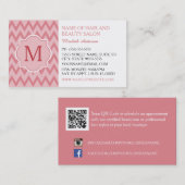 Trendy Pink Zickzack Zigzag Monogram Beauty Salon Visitenkarte (Vorne/Hinten)