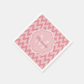 Trendy Pink Zickzack Zigzag Name und Monogram Serviette (Ecke)