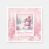 Trendy Pinkmas Kids Winter Forest Cozy Scene Xmas Serviette (Vorderseite)