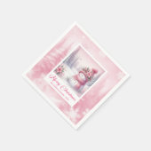 Trendy Pinkmas Kids Winter Forest Cozy Scene Xmas Serviette (Ecke)