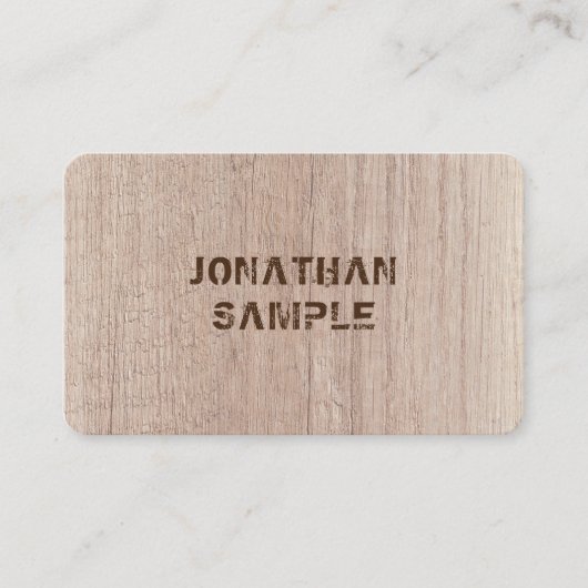Trendy Plank Board Holz Aussehen störte Text Visitenkarte (Vorderseite)