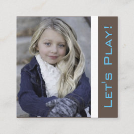 Trendy Playdate Card mit Foto Quadratische Visitenkarte