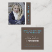 Trendy Playdate Card mit Foto Quadratische Visitenkarte (Vorne/Hinten)