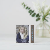 Trendy Playdate Card mit Foto Quadratische Visitenkarte (Stehend Vorderseite)