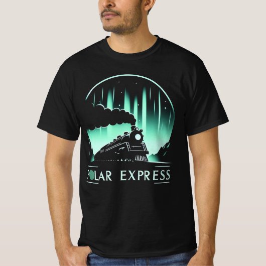 Trendy Polar Express Train Men's Black T-Shirt (Vorderseite)