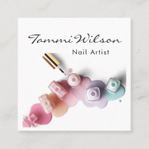 Trendy Polish Nail Artist Salon Service Quadratische Visitenkarte