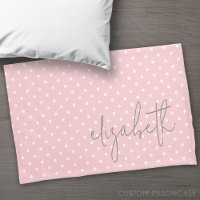 Trendy Polka Dot blush rosa Skript graue Namen