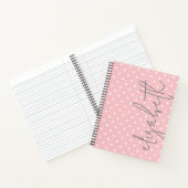 Trendy Polka Dot blush rosa Skript graue Namen Notizblock (Innenseite)
