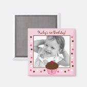 Trendy Polka Dot Cupcake Birthday Gefälligmagnete Magnet (Vorderseite/Rückseite)