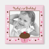Trendy Polka Dot Cupcake Birthday Gefälligmagnete Magnet (Vorne)