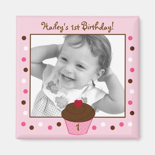 Trendy Polka Dot Cupcake Birthday Gefälligmagnete Magnet (Vorne)