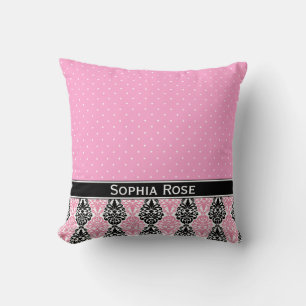 Trendy Polka Dot Damask Muster mit Name Kissen