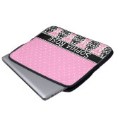 Trendy Polka Dot Damask Muster mit Name Laptopschutzhülle (Vorne Knopf)