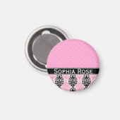 Trendy Polka Dot Damask Muster mit Name Magnet (Vorderseite/Rückseite)