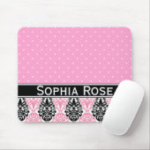 Trendy Polka Dot Damask Muster mit Name Mousepad (Mit Mouse)