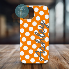 Trendy Polka Dot Pattern mit dem Namen - orange gr Case-Mate iPhone Hülle