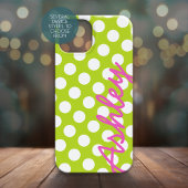 Trendy Polka Dot Pattern mit Namen - grün pink Case-Mate iPhone Hülle