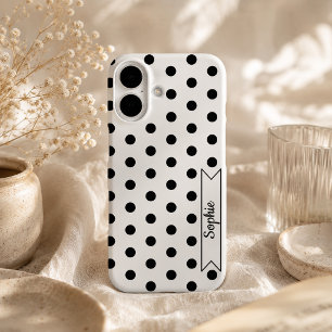 Trendy Polka Dots Chic Benutzername Schwarz und We iPhone 16 Hülle
