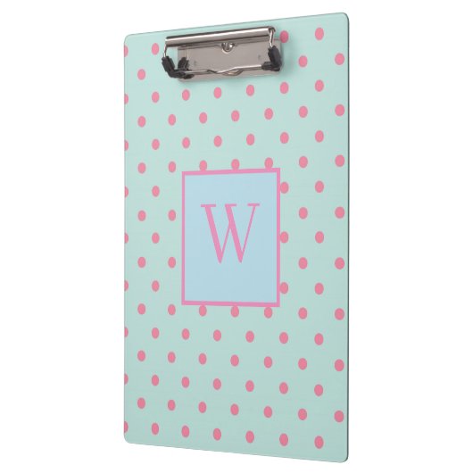 Trendy Polka Dots Monogram Klemmbrett (Links)