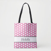 Trendy Polka Dots Pattern Girly Pink Tasche (Vorderseite)