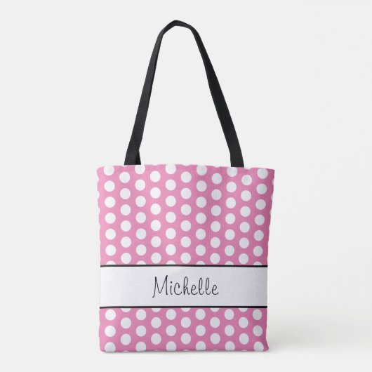 Trendy Polka Dots Pattern Girly Pink Tasche (Rückseite)