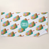 Trendy Popsicle Muster mit Monogramm Strandtuch (Vorderseite)
