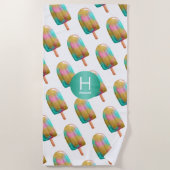 Trendy Popsicle Muster mit Monogramm Strandtuch (Vorderseite)