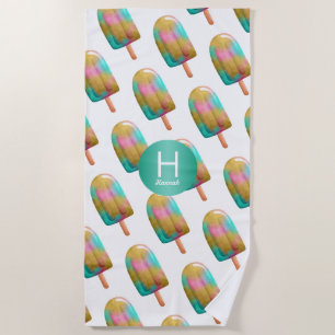 Trendy Popsicle Muster mit Monogramm Strandtuch