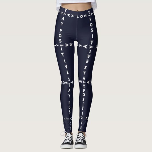 Trendy "Positive" Muster, Gitter Karo. Leggings (Vorderseite)
