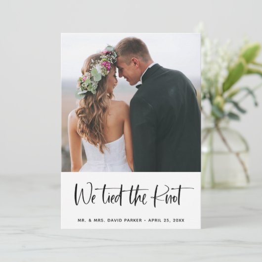 Trendy Post Wedding Announcement und Party | FOTO Einladung (Stehend Vorderseite)