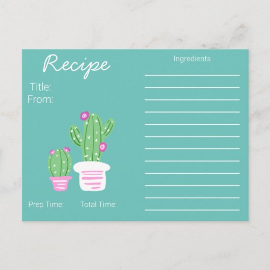 Trendy Potted Cactus Recipe Postkarte (Vorderseite)