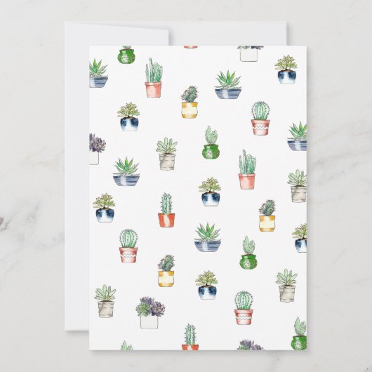 Trendy Potted Succulent Pflanze Housewarming Party Einladung (Rückseite)