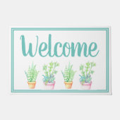 Trendy Potted Succules Willkommen Fußmatte (Vorderseite)