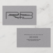 Trendy Premium Gray Monogram Minimalistisch Schlic Visitenkarte (Vorne/Hinten)