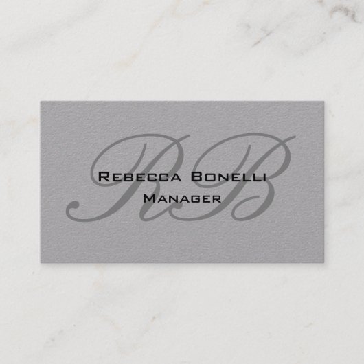 Trendy Premium Gray Monogram Minimalistisch Visitenkarte (Vorderseite)