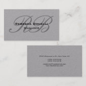 Trendy Premium Gray Monogram Minimalistisch Visitenkarte (Vorne/Hinten)