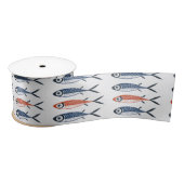 Trendy Preppy Mediterranean Sardine Fish Satinband (Spule)