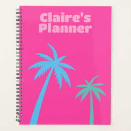 Trendy Preppy Pink Palm Tree Planer