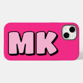 Trendy Preppy Pink Retro Monogram Case-Mate iPhone Hülle (Rückseite (Horizontal))