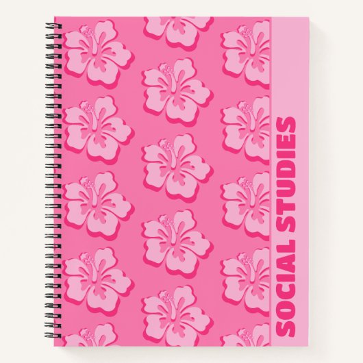 Trendy Preppy Tropical Floral School Subject  Notizblock (Vorderseite)
