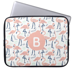 Trendy Princess Flamingo Muster Monogram Pink Laptopschutzhülle