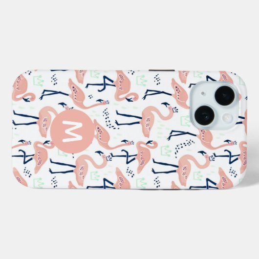 Trendy Princess Flamingo Pattern Monogram Case-Mate iPhone Hülle (Rückseite (Horizontal))