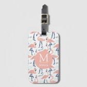 Trendy Princess Flamingo Pattern Monogram Gepäckanhänger (Vorderseite Vertikal)