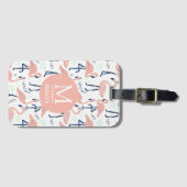 Trendy Princess Flamingo Pattern Monogram Gepäckanhänger (Vorderseite (Horizontal))