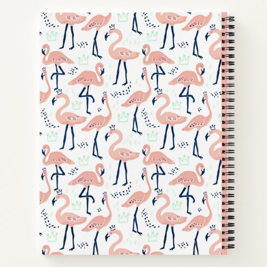 Trendy Princess Flamingo Pattern Monogram Notizblock (Rückseite)