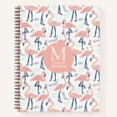 Trendy Princess Flamingo Pattern Monogram Notizblock (Vorderseite)